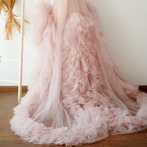 Bathgown Sexy Illusion Long Lingerie Tulle Robe Nightgown Bathrobe Sleepwear Bridal Robe Wedding