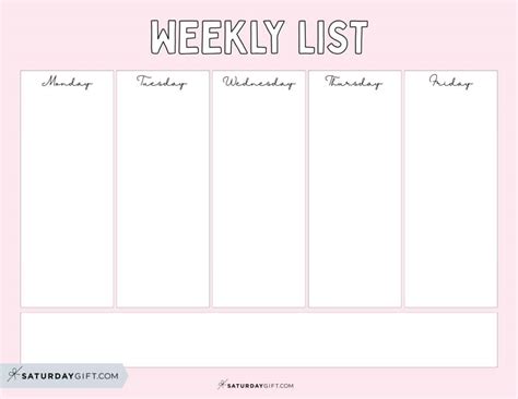 Weekly Planner Printable Cute Free Weekly Calendar Templates