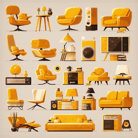 Premium Vector | Midcentury modern furniture pieces