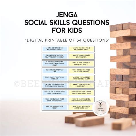 Jenga Social Skills Questions For Kids Therapy Game Tools Game For