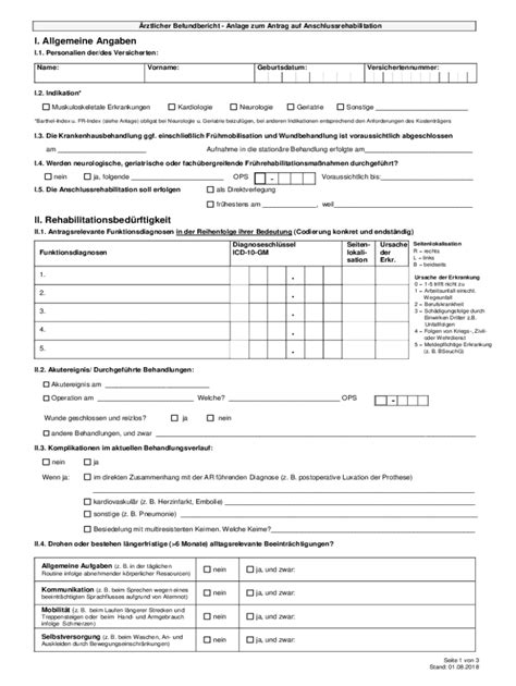 Fillable Online Rztlicher Befundbericht Anlage Zum Antrag Auf Fax