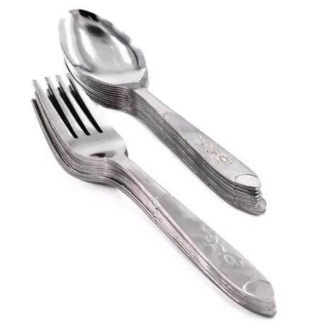 Lozzby Stainless Steel Thin Spoon And Fork Pcs Set Silver Lazada Ph