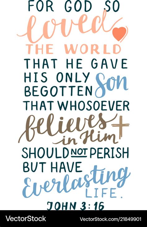 Golden Bible Verse John 3 16 For God So Loved The Vector Image