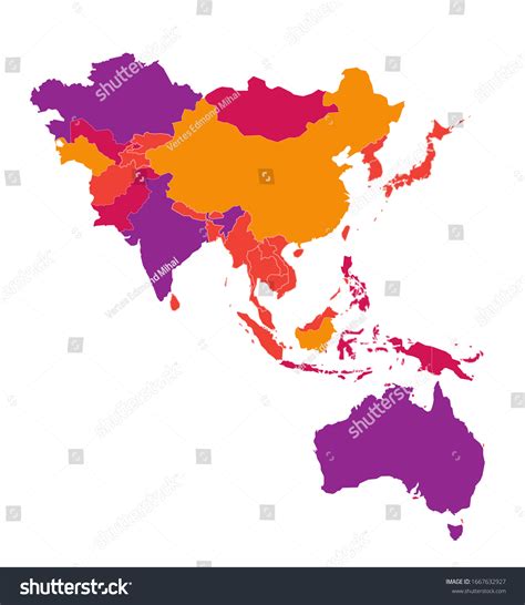 Colored Detailed Vector Map Asia Pacific Stock Vector (Royalty Free ...