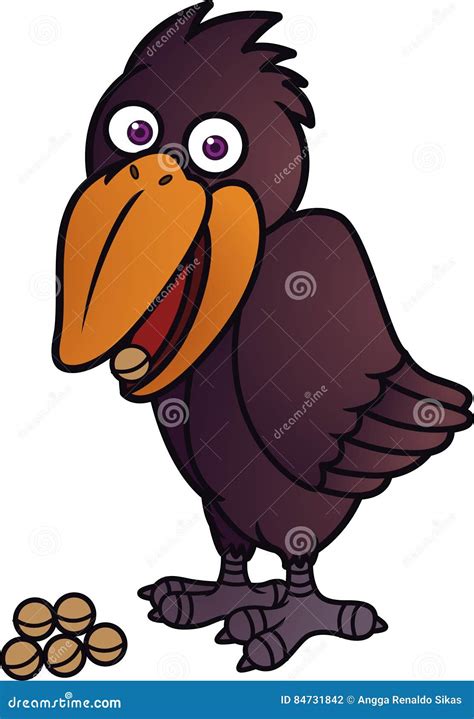 Crow Eating Seeds Cartoon stock vector. Illustration of nestling - 84731842