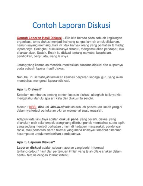 Pdf Contoh Laporan Hasil Diskusi Secara Lengkap