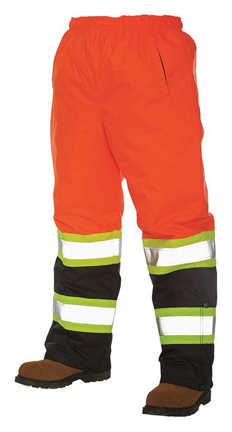 WORK KING High Visibility Pants, 100% Polyester, Fluorescent Orange ...