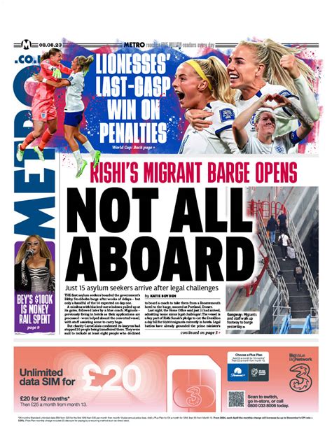 Metro Front Page 8th Of August 2023 Tomorrows Papers Today