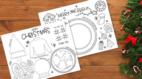 Christmas Activity Printable Placemat For Kids Coloring Placemat