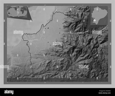 El Oro Province Of Ecuador Grayscale Elevation Map With Lakes And