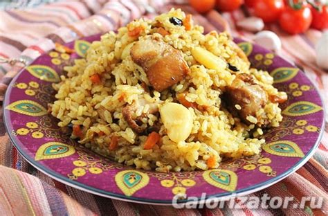 Плов с курицей и бурым рисом в мультиварке - калорийность, состав ...