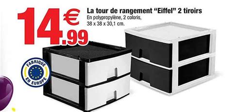 Promo La Tour De Rangement Eiffel 2 Tiroirs Chez Bazarland