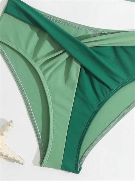 Shein Chicas Adolescentes Ba Ador Bikini Cruzado De Color Combinado