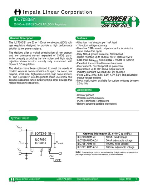 Ilc Datasheet Impala Linear Corporation