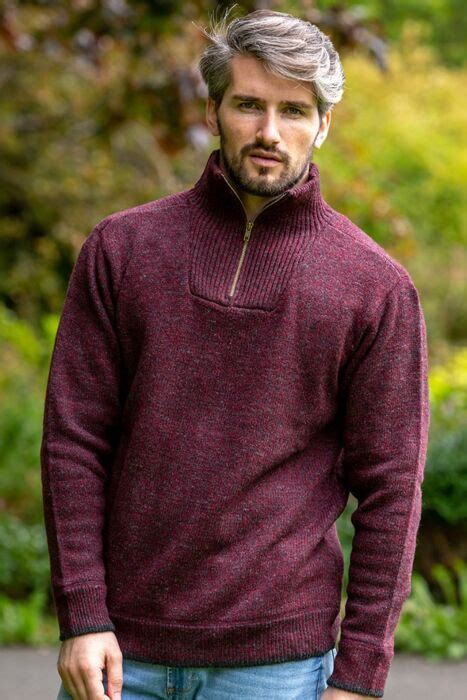 Men S Burgundy Lambswool Half Zip Sweater The Sweater Shop