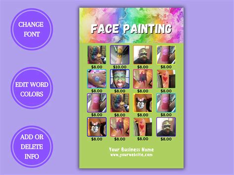 Face Painting Sign Face Painting Sign Template Face Painter - Etsy