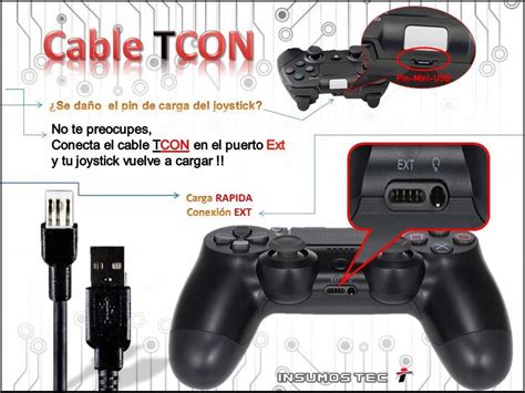 Cable Tcon Carga Rapida Para Joystick Ps4 Incluso Con Pin De Cargar