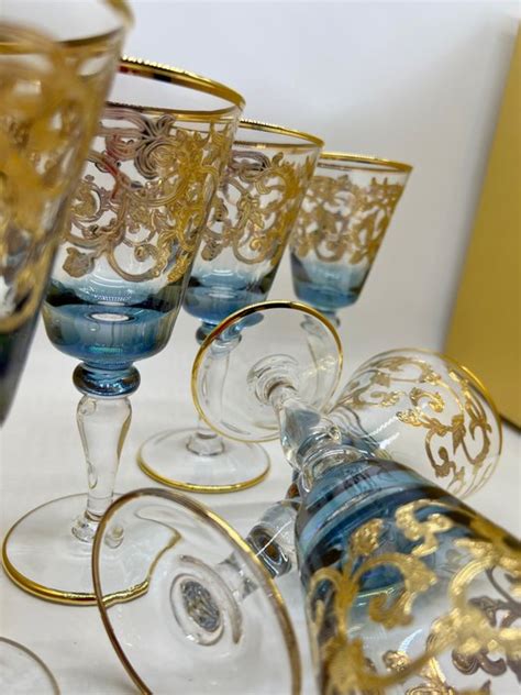 Cristalleria italiana - Antique goblets in heavy blue - Catawiki