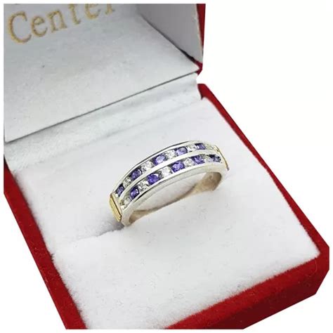 Anillo Cintillo Plata Y Oro 18kts Compromiso Amor Violeta Cuotas Al