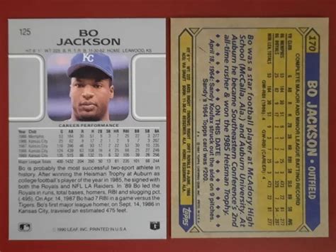 LOT DE 2 Cartes Recrue Bo Jackson 1987 Topps Future Stars RC 1990