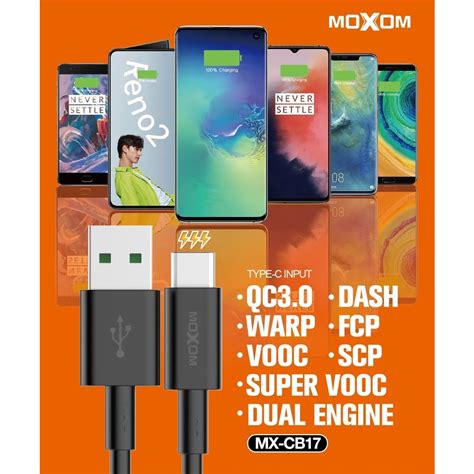 Moxom Mx Cb Cable V A W Super Fast Charging Fcp Scp Data Usb Type