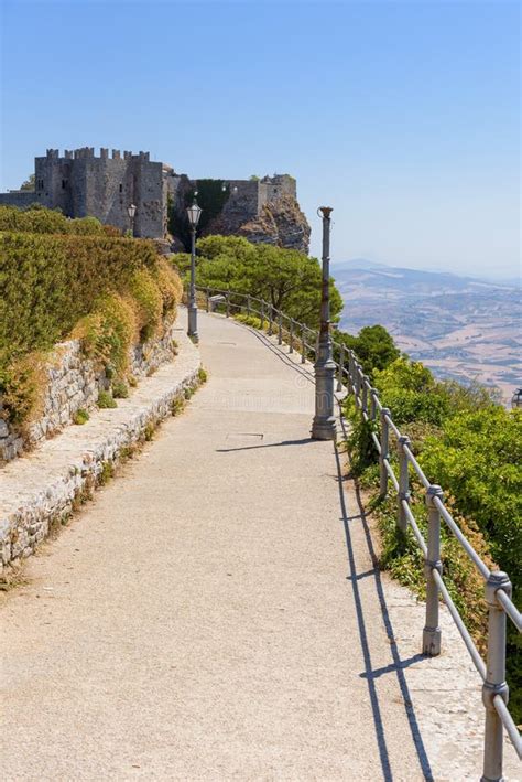 Vertical View Of The Road To Castello Di Venere In Erice On Sicily