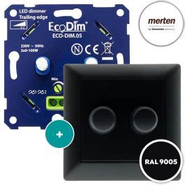 Merten Duo Dimmer Zwart Eco Dim Merten Schneider Afdekplaat Zwart