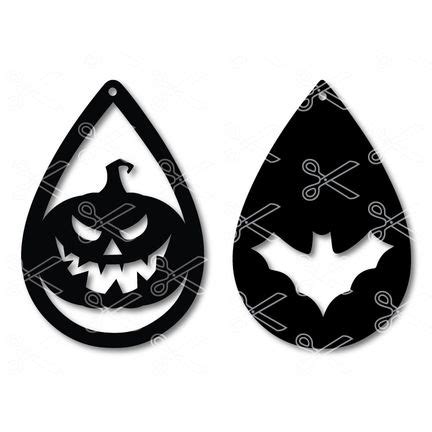 Halloween Tear Drop Earring Svg Pumpkin Svg Bat Svg Dxf Cut Files