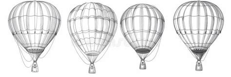 Hot Air Balloon Set Contour Drawings For Design Stock Image Image Of Transport Drawing