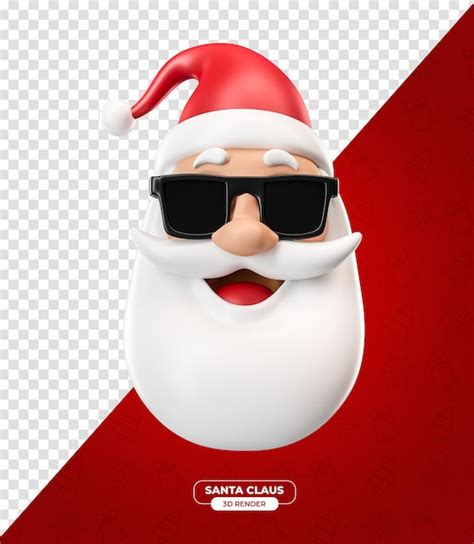 Cara de papá noel con gafas de sol en dibujos animados en 3d con fondo