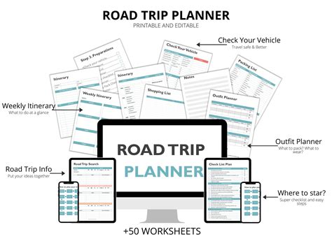 Road Trip Planner With Times - Carlen Wilmette