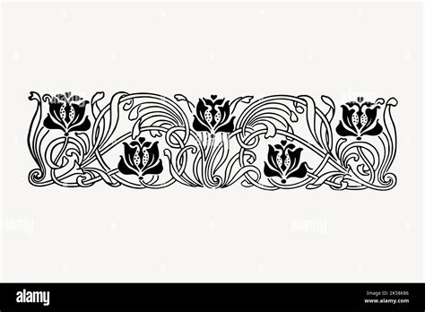 Floral divider clipart, vintage border illustration vector Stock Vector ...