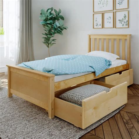 Single Bed: Wooden Bed with Drawers – GKW Retail