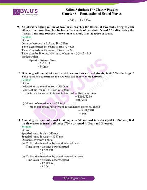 Selina Solutions Class Concise Physics Chapter Propogation Of Sound