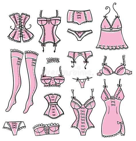 Set Of Lingerie Illustrations Stock Vector Illustration Of Clothing