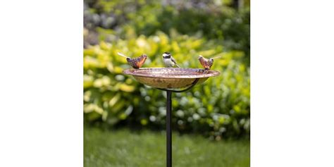 Pure Copper Bird Bath, Featuring Two Copper Birds