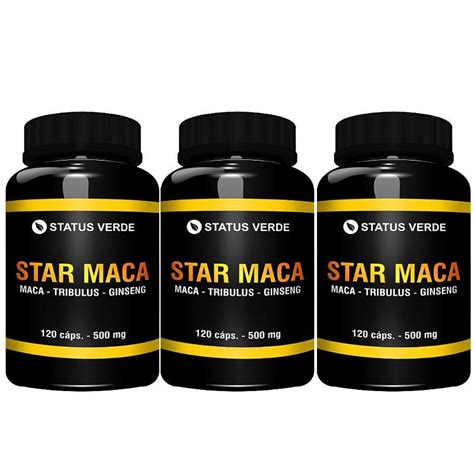 Kit 3 Star Maca Tribulus Ginseng 360 cápsulas 500mg Status Verde