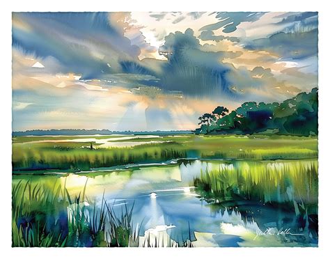 Marsh Painting, Salt Marsh Print, Lowcountry Art, Charleston South