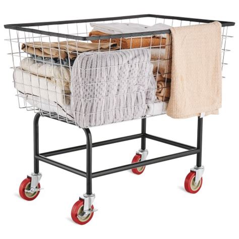 VEVOR Wire Laundry Cart, 4.5 Bushel Wire Laundry Basket with Wheels, 35 ...