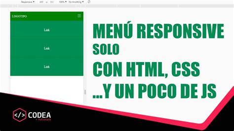 Cómo diseñar un menu responsive solo con HTML CSS y un poco de JS YouTube