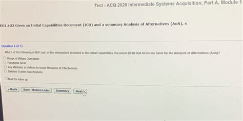 Solved Test ACQ 2020 Intermediate Systems Acquisition Part A