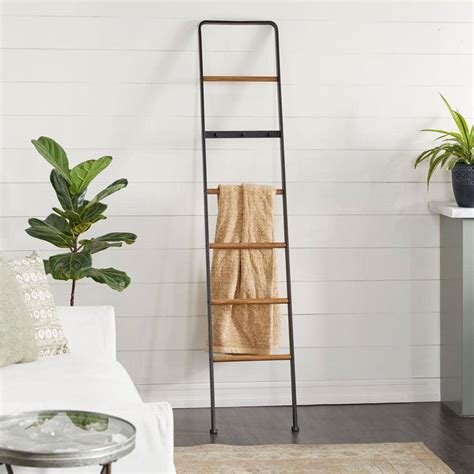 Reviews For Litton Lane In Black Metal Slim Hook Ladder With