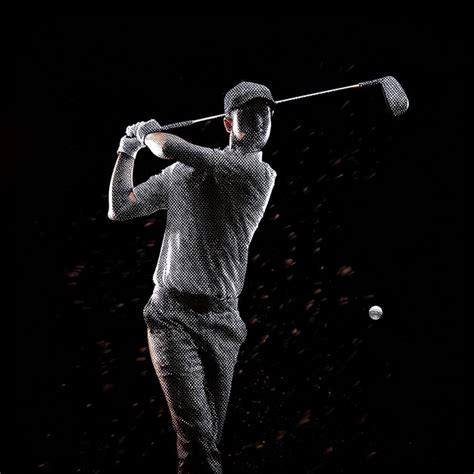 Abstract Silhouette Of A Golf Player On Black Background Golfer Man