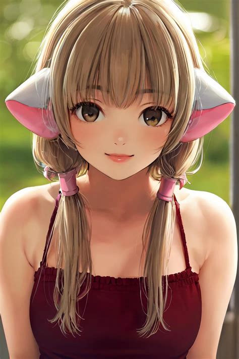 CHII Robot Ears Bare Shoulders Blonde Hair Best Quality SeaArt AI