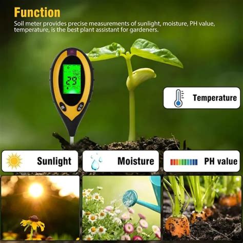 Medidor De Ph Phmetro Temperatura Umidade Do Solo Em Luminosidade