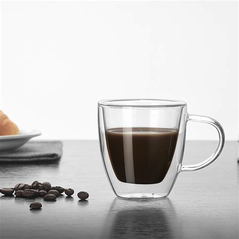 Handmade Heat Resistant Double Wall Glass Cup Sophisticated Look For Coffee