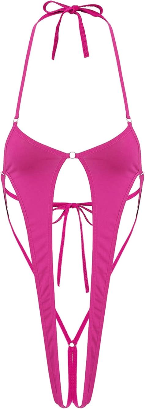 Hularka Women S Sexy One Piece Thong Bikini Swimsuit Lace Up High Cut Monokini Bodysuits