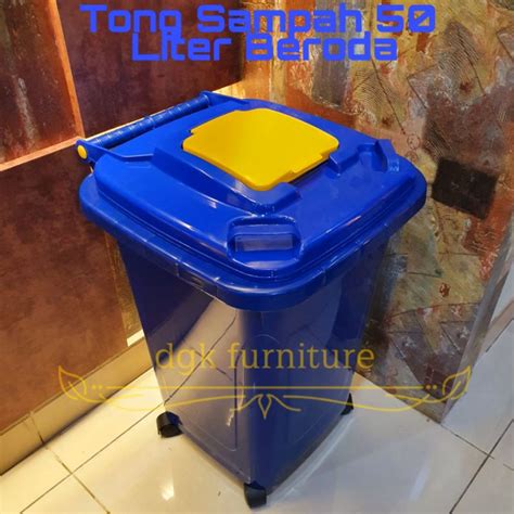 Jual Tong Tempat Sampah Plastik Dustbin Besar Roda Beroda 50 Liter 50L