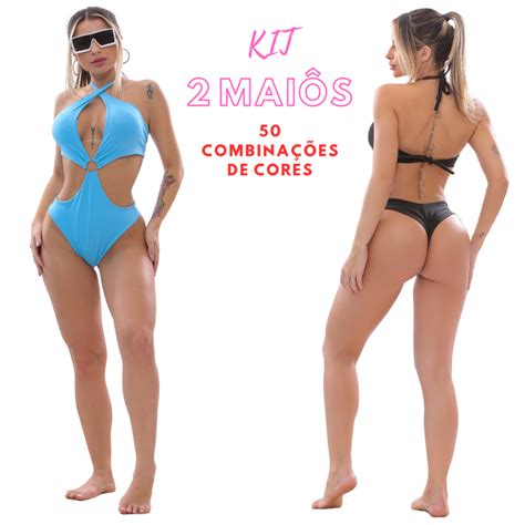 Kit Maio Praia Bojo Feminino Tipo Biquini Hot Paint Mai Argola Asa Delta Body Piscina Praia
