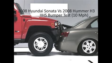 2008 Hyundai Sonata Vs 2008 Hummer H3 Iihs Low Speed Bumper Crash Test